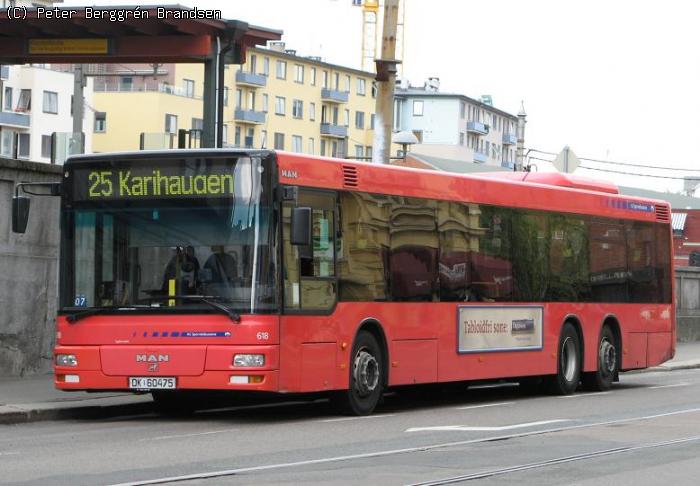 UniBuss 618, Majorstuen - Linie 25